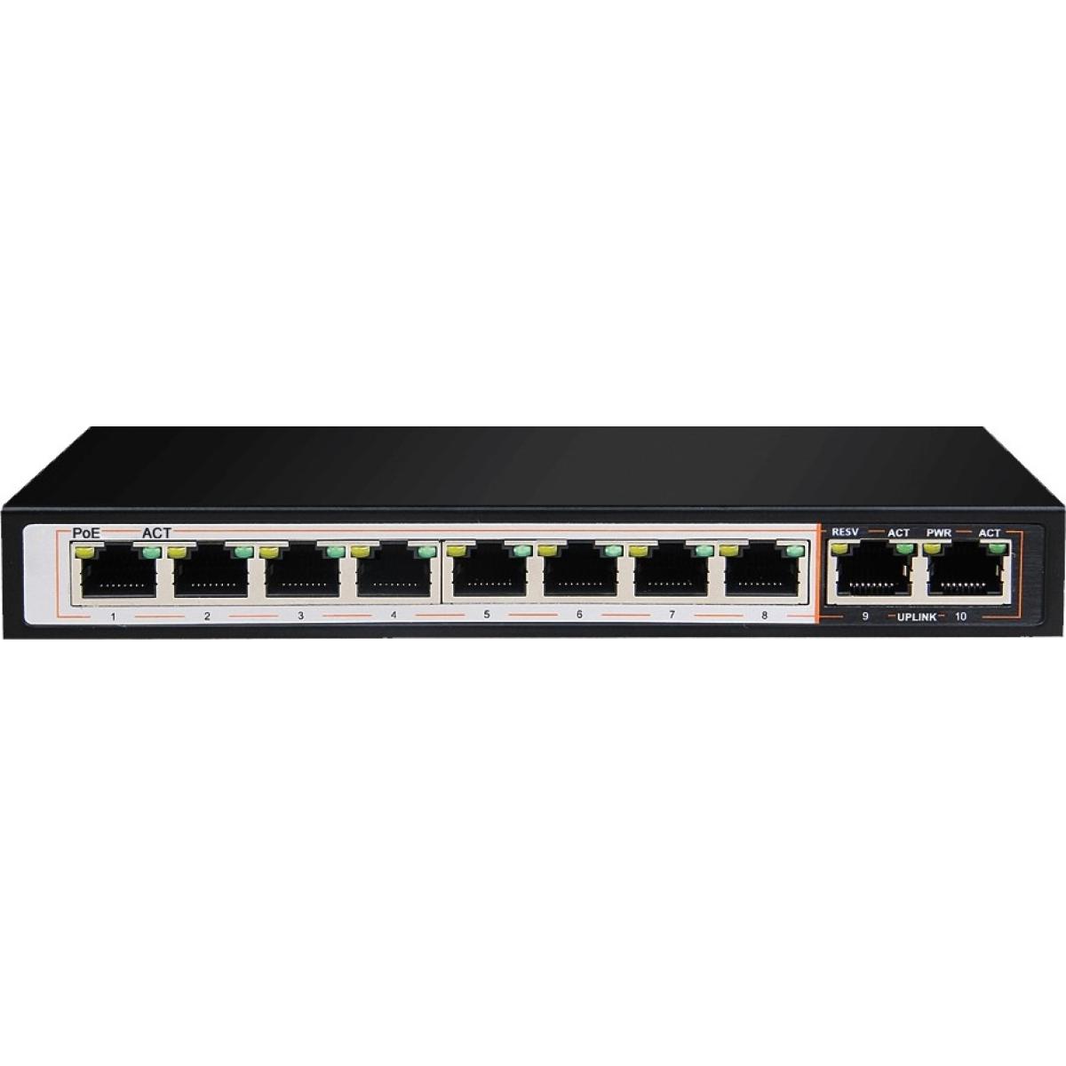 DGS-1010P-E-1200x1200-001 D-Link DGS-F1010P-E/B 10-Port Gigabit PoE+ Switch with Uplink Ports UK Plug - Image 1