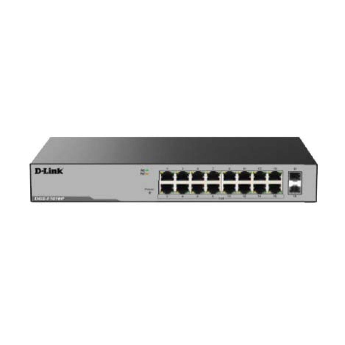 DGS-F1016P-1200x1200 D-Link DGS-F1016P 16-Port Gigabit Unmanaged PoE Switch with SFP Uplinks 250W - Image 1