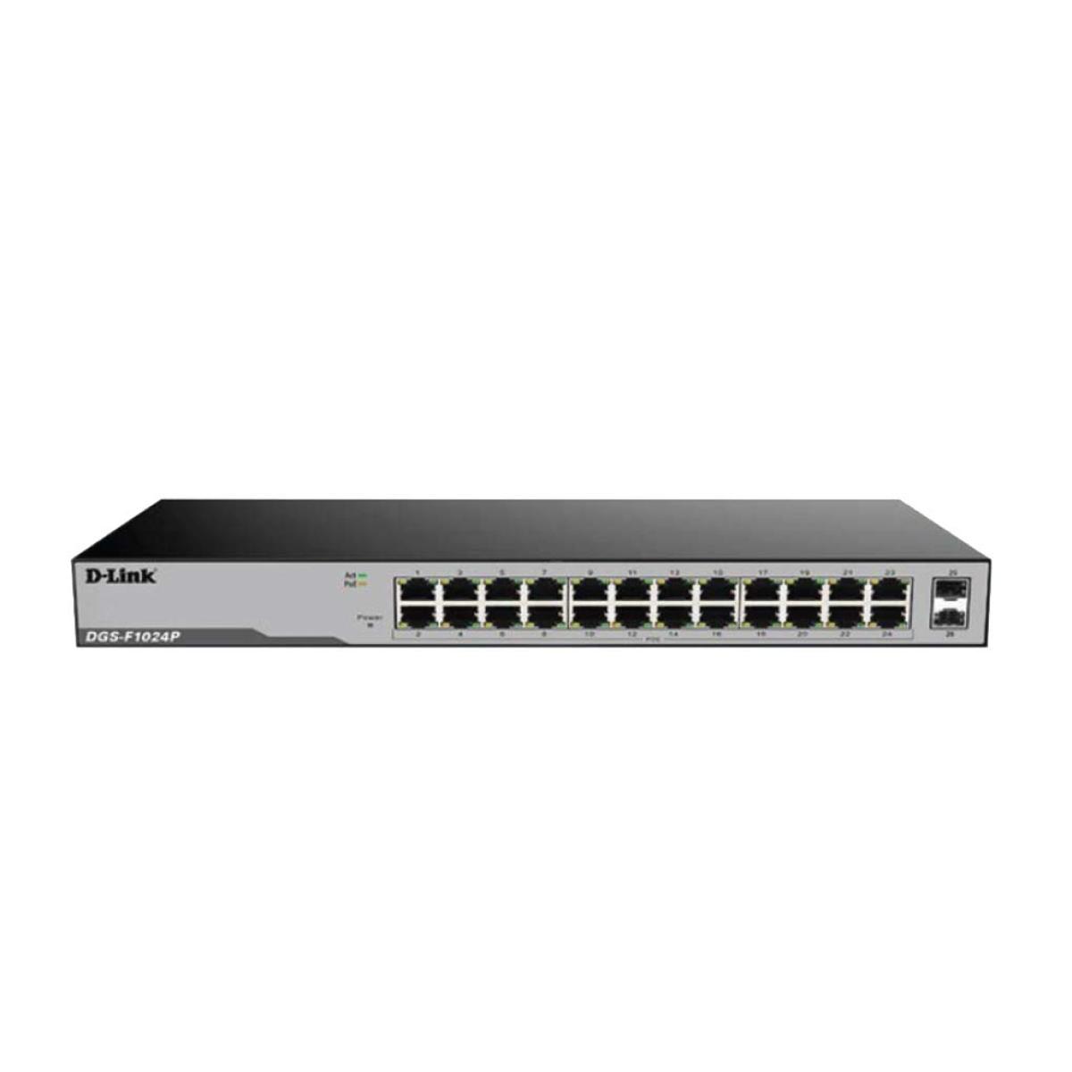 DGS-F1024P-3-1200x1200 D-Link DGS-F1024P 24-Port Gigabit Unmanaged PoE Switch with SFP Uplinks 250W - Image 1